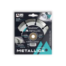 Диск алмазный по бетону, кирпичу Сегментный METALLICA Optima 115х22.23, H=10мм