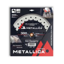 Диск алмазный по граниту Турбо METALLICA Ultra 300х25.4, H=10мм