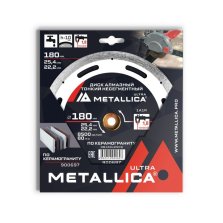 Диск алмазный по керамограниту Несегментный METALLICA Ultra 180х25,4/22,23, H=10мм