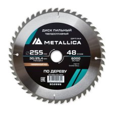 Диск пильный твердосплавный по дереву  продольный METALLICA Optima 255x30/25,4 мм, 48 зубов, Т=3,0 мм