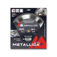 Диск пильный твердосплавный по стали METALLICA Ultra 305x25,4 мм, 64 зуба, Т=2,8 мм