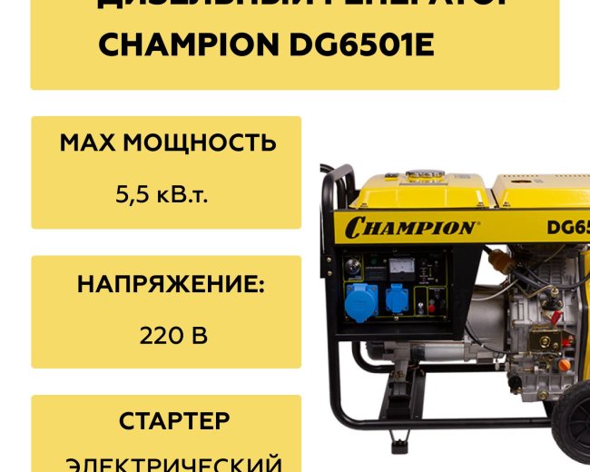 Изображение Дизельный генератор Champion DG6501E