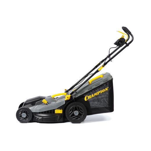 Изображение Газонокосилка эл. CHAMPION EM4318 (1,8 кВт пласт.+ткань травосб. 52л ширина 430мм 30-75мм, 12,9кг)