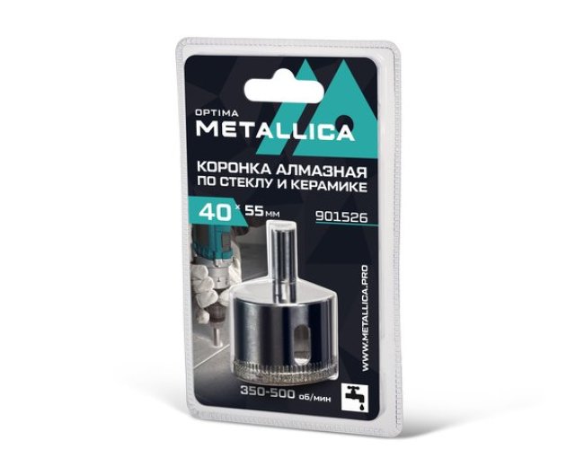 Коронка алмазная по стеклу и керамике METALLICA Optima 40x55мм#80