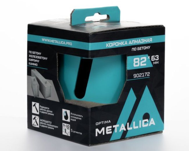 Коронка алмазная по бетону сегментная, METALLICA Optima 82x92мм HEX и SDS-plus