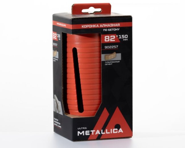 Коронка алмазная по бетону сегментная, удлин. METALLICA Ultra 82x175мм HEX и SDS-plus