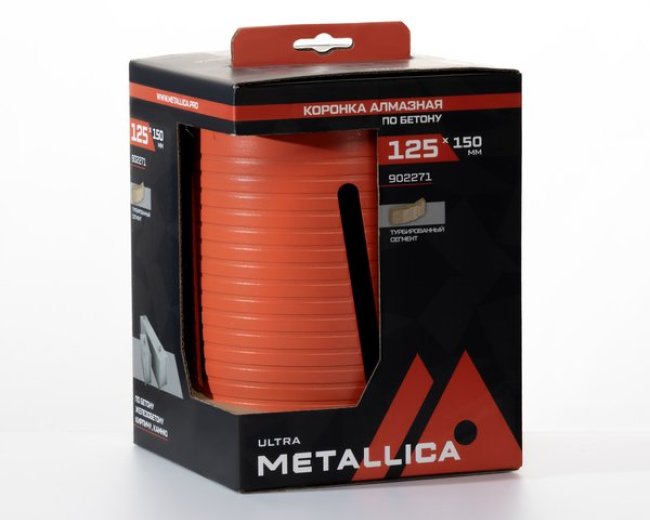 Коронка алмазная по бетону сегментная, удлин. METALLICA Ultra 125x175мм HEX и SDS-plus