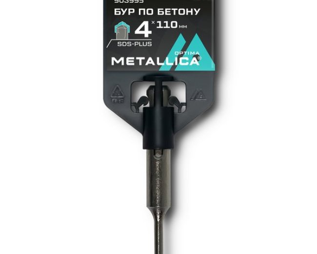 Бур по бетону SDS-plus METALLICA Optima   4х110/50 мм, напайка с центром, 2 спирали